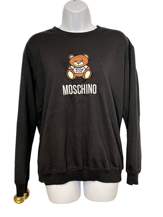Moschino Sweaters - Moschino Black Crewneck Sweatshirt with Brown Toy Bear Patch